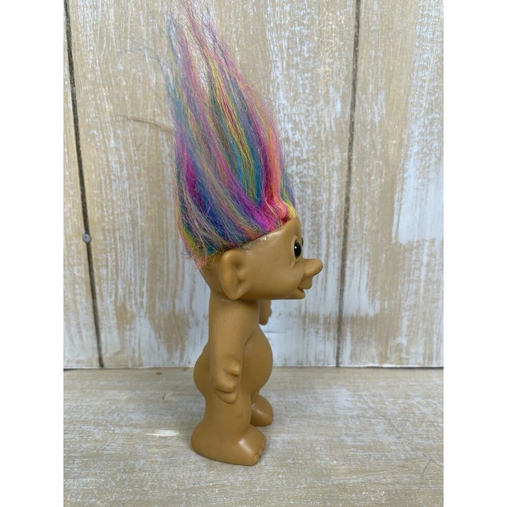 Vintage Troll Rainbow Doll with Jewel Ear,  Bright of America, 4.5”